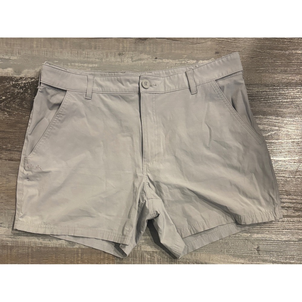 Huk Performance Fishing Womens Gray Shorts Size L Cotton Blend Stretch Outdoor